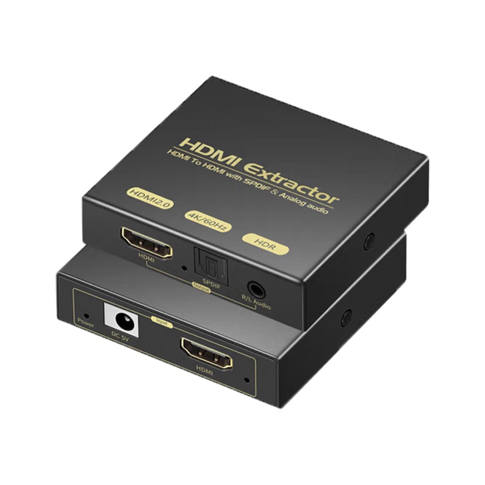 4K@60Hz Bi-Directional HDMI Audio Extractor Converter | Split to Optical TOSLINK & 3.5mm Stereo Output | Full HDMI Loop-Through with Signal Preservation