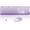 Colorful Wireless Keyboard and Mouse Combo, COVEVA 2.4GHz Wireless Retro Cute Round Keycaps Keyboard, 104 Keys Full-Sized Keyboard Mouse Set with Switch Button for PC Laptop Desktop (Purple Gradient) view 1