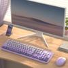 Colorful Wireless Keyboard and Mouse Combo, COVEVA 2.4GHz Wireless Retro Cute Round Keycaps Keyboard, 104 Keys Full-Sized Keyboard Mouse Set with Switch Button for PC Laptop Desktop (Purple Gradient) view 2