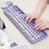 Colorful Wireless Keyboard and Mouse Combo, COVEVA 2.4GHz Wireless Retro Cute Round Keycaps Keyboard, 104 Keys Full-Sized Keyboard Mouse Set with Switch Button for PC Laptop Desktop (Purple Gradient) view 3