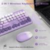 Colorful Wireless Keyboard and Mouse Combo, COVEVA 2.4GHz Wireless Retro Cute Round Keycaps Keyboard, 104 Keys Full-Sized Keyboard Mouse Set with Switch Button for PC Laptop Desktop (Purple Gradient) view 4
