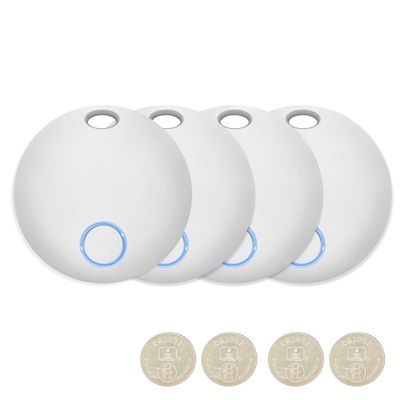 Air Tracker, Key Finder Compatible for Both iOS and Android, Bluetooth Smart Tag with Holder for Keys, Luggage, Suitcases, Pets, Dog Cat Collar, Worldwide Tracking Tag 4 Pack, White