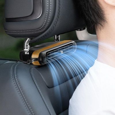 AirheadStorm USB Car Seat Cooling Fan With Elastic Belt, Recirculating Air Conditioning, Portable Electric Fan Front Seat Backseat Fan, Vehicle Fans for SUV RV Truck(Wood Grain)