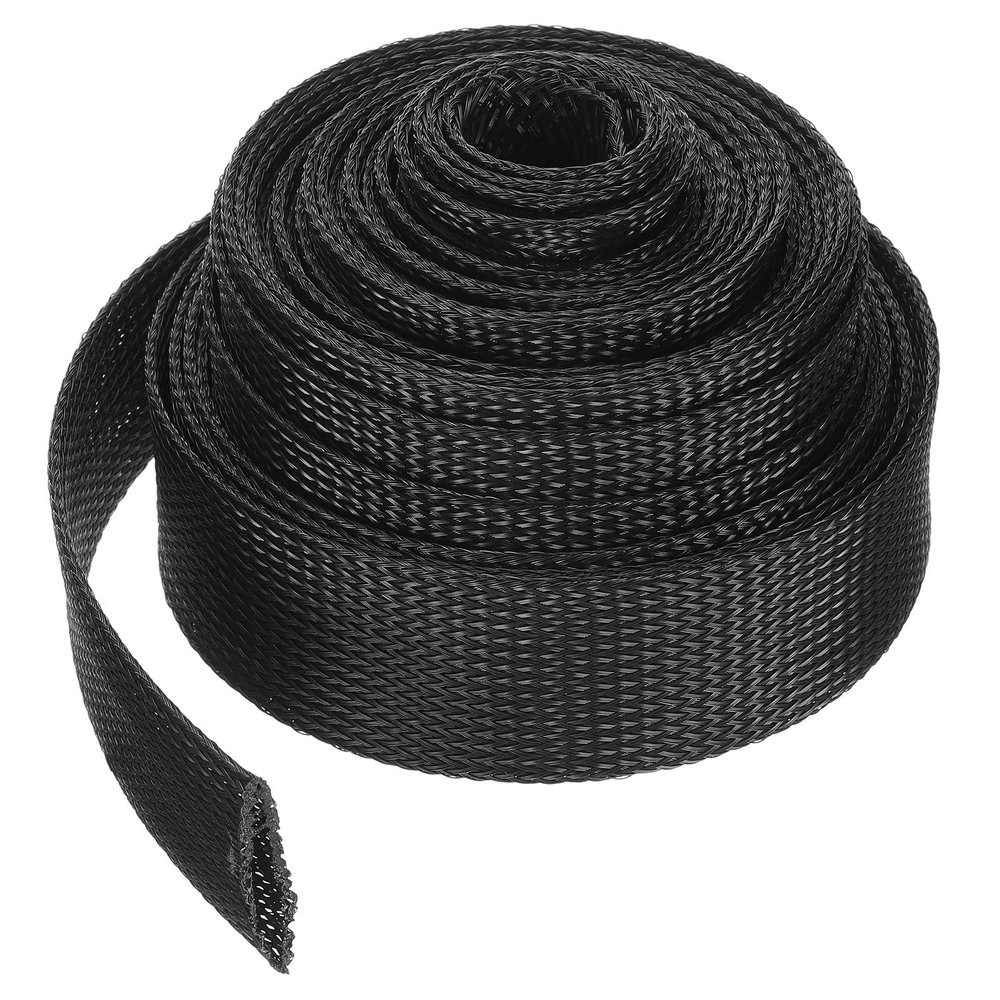 uxcell Cable Sleeving, 1.5 Inch -25ft PET Braided Cable Sleeve, Expandable Braided Cable Sleeve for TV/Computer/Home Theater/Other Home Device Cable - Black