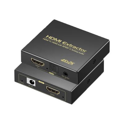 4K@30Hz Bi-Directional Audio Extraction Adapter | Converts HDMI 1.4 Signal to Optical TOSLINK & 3.5mm Analog Output | Maintains Loop-Through Video with Lossless Audio Support