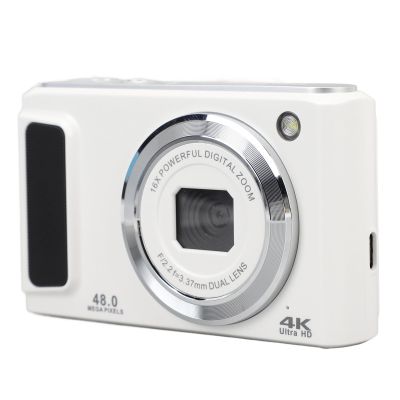 Digital Cameras, 4K UHD Camera, 48MP Autofocus Vlogging Camera with 16X Zoom and LED Flash, 2.8 Inch Display Compact Small Camera, Anti Shake, Dual Camera (White)