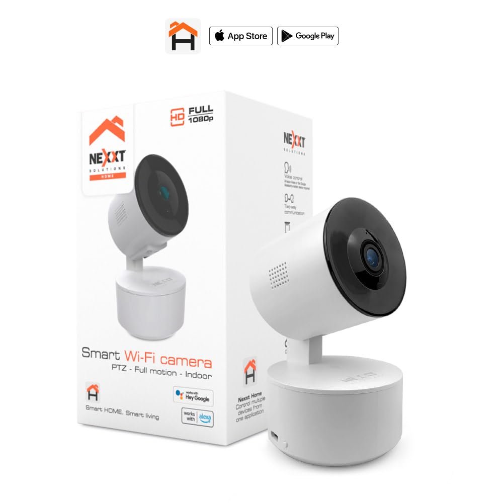 Nexxt Solutions Smart Wi-Fi Indoor Pan and Tilt Camera - 2K HD, Motion Detection, Night Vision, Two-Way Audio, Remote Access Alexa & Google Home Compatible | Camara de Seguridad