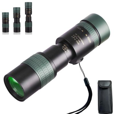 10-300x40 Monoculars for Adults High PoweredZoom Monocular Telescope with BAK4 & FMC Lens for Concerts, Birdwatching, Stargazing, Green (Smartphone Adapter &Tripod NOT Include)
