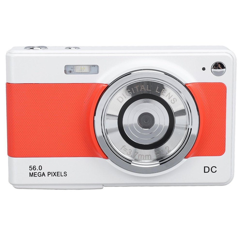 Digital Camera, 1080P Camera, 56MP Point and Shoot Digital Camera with 8X Zoom Autofocus, 2.8in Display Screen, Compact Small Camera for Boys Girls Toddlers (White and Orange)