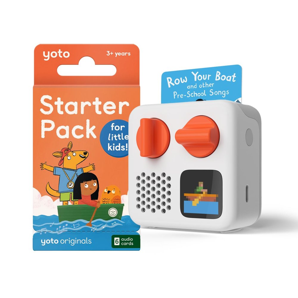 Yoto Mini (2024 Edition) + Starter Pack for Little Kids Bundle Screen-Free Bluetooth Audio Player, All-in-1 Travel Device for Stories Music Podcasts Radio, Use as Speaker or with Headphones