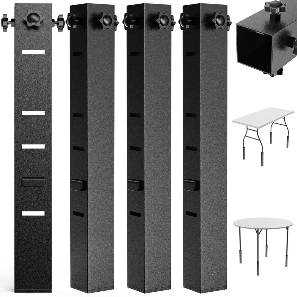 Square Folding Table Leg Extenders, 5-Level Adjustable Table Leg Risers