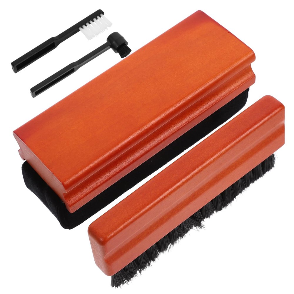 HOMOCONO Vinyl Record Cleaning Kit Set with Wood and Lint Brushes for Record Care Compact and Portable for Home Travel Use Durable Materials for Long-Lasting Protection