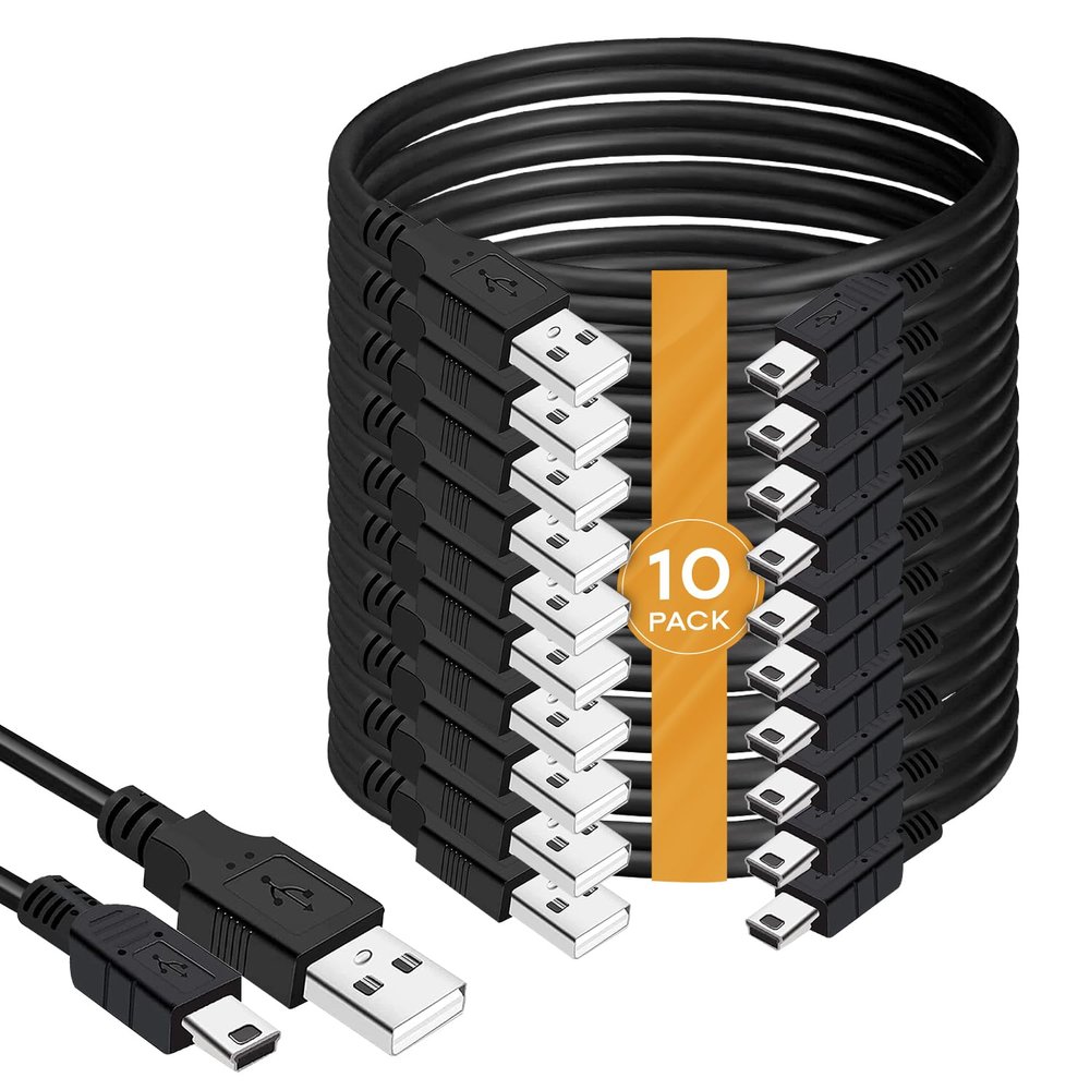 (10-Pack) Mini USB Cable for TI 84 Plus CE Calculator - USB Charge and Data Cord Compatible with Texas Instruments TI84 Plus CE, TI-84 Plus, TI 89 Titanium, TI Nspire CX Graphing Calculator (6-Feet)