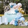 TTQYFNM 7x7ft Happy Birthday Round Backdrop Cover Polyester Blue and Silver Dripping Glitter Circle Photography Background for Girls Women Birthday Party Banner Decor Portrait Photo Shoot Props view 4