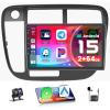 [4Core 64G] Android 15 Car Stereo for Honda Civic 1996 1997 1998 1999 2000 2001, Hikity 9" Touchscreen Civic Radio Wireless Carplay Android Auto Mirror Link GPS 5G WiFi/Bluetooth/FM/EQ SWC Backup Cam view 1