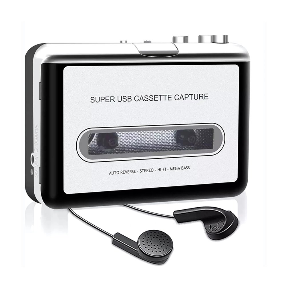 Portable Cassette Player, Portable Tape Player Audio Cassette to Digital Converter, Capture Cassette Tape to MP3, Power Consumption 400MW, Compatible with Laptops and Personal Computers