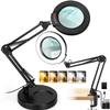 12X Magnifying Glass with Light and Stand, Real Glass, 5 Color Modes, Brightness Stepless Dimmable Lighted Magnifier Hands Free, 2-in-1 Desk Lamp & Clamp Light, Magnifier Lamp for Close Work, Reading view 1