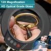 12X Magnifying Glass with Light and Stand, Real Glass, 5 Color Modes, Brightness Stepless Dimmable Lighted Magnifier Hands Free, 2-in-1 Desk Lamp & Clamp Light, Magnifier Lamp for Close Work, Reading view 2