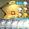 12X Magnifying Glass with Light and Stand, Real Glass, 5 Color Modes, Brightness Stepless Dimmable Lighted Magnifier Hands Free, 2-in-1 Desk Lamp & Clamp Light, Magnifier Lamp for Close Work, Reading view 3