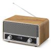 Vintage Wood AM FM Bluetooth Radio with Clock, Digital Clock Radio for Bedroom with LCD Display | 40 Presets | Sleep Timer | No Alarm, Retro Bluetooth Speaker for Office, Kitchen (Light Walnut) view 1