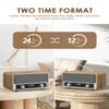 Vintage Wood AM FM Bluetooth Radio with Clock, Digital Clock Radio for Bedroom with LCD Display | 40 Presets | Sleep Timer | No Alarm, Retro Bluetooth Speaker for Office, Kitchen (Light Walnut) view 2