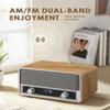 Vintage Wood AM FM Bluetooth Radio with Clock, Digital Clock Radio for Bedroom with LCD Display | 40 Presets | Sleep Timer | No Alarm, Retro Bluetooth Speaker for Office, Kitchen (Light Walnut) view 3
