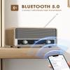 Vintage Wood AM FM Bluetooth Radio with Clock, Digital Clock Radio for Bedroom with LCD Display | 40 Presets | Sleep Timer | No Alarm, Retro Bluetooth Speaker for Office, Kitchen (Light Walnut) view 4