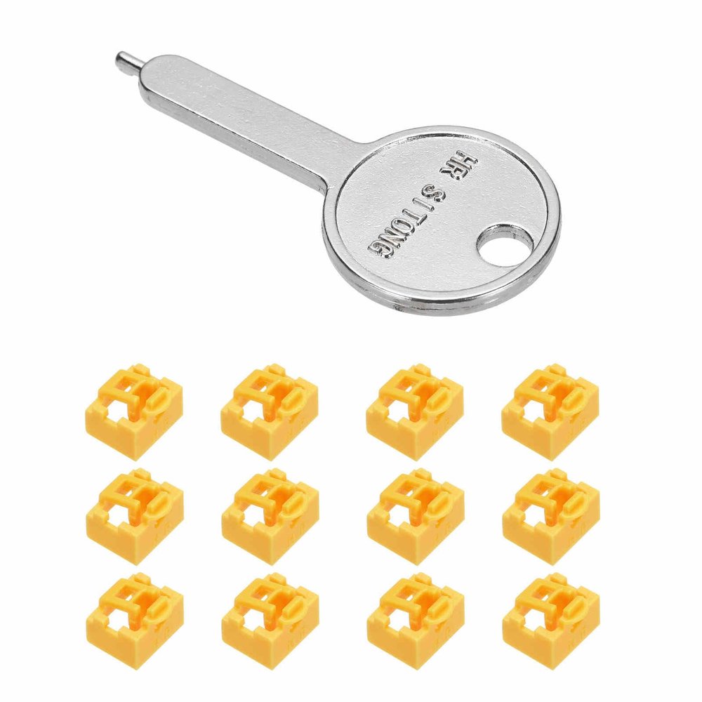 MECCANIXITY 12pcs Port Blocker Locking RJ45 Port/Dust PC Blocker with Coded Key,Yellow