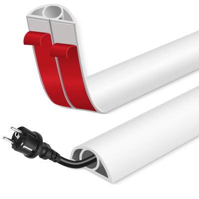 Floor Cord Cover for Wires on Floor Self Adhesive Cord Hider Floor Cable Management Wire Covers for Cords Protector Prevent Cable Trips Cord Cavity W 0.32" x H 0.32", White, 10Ft