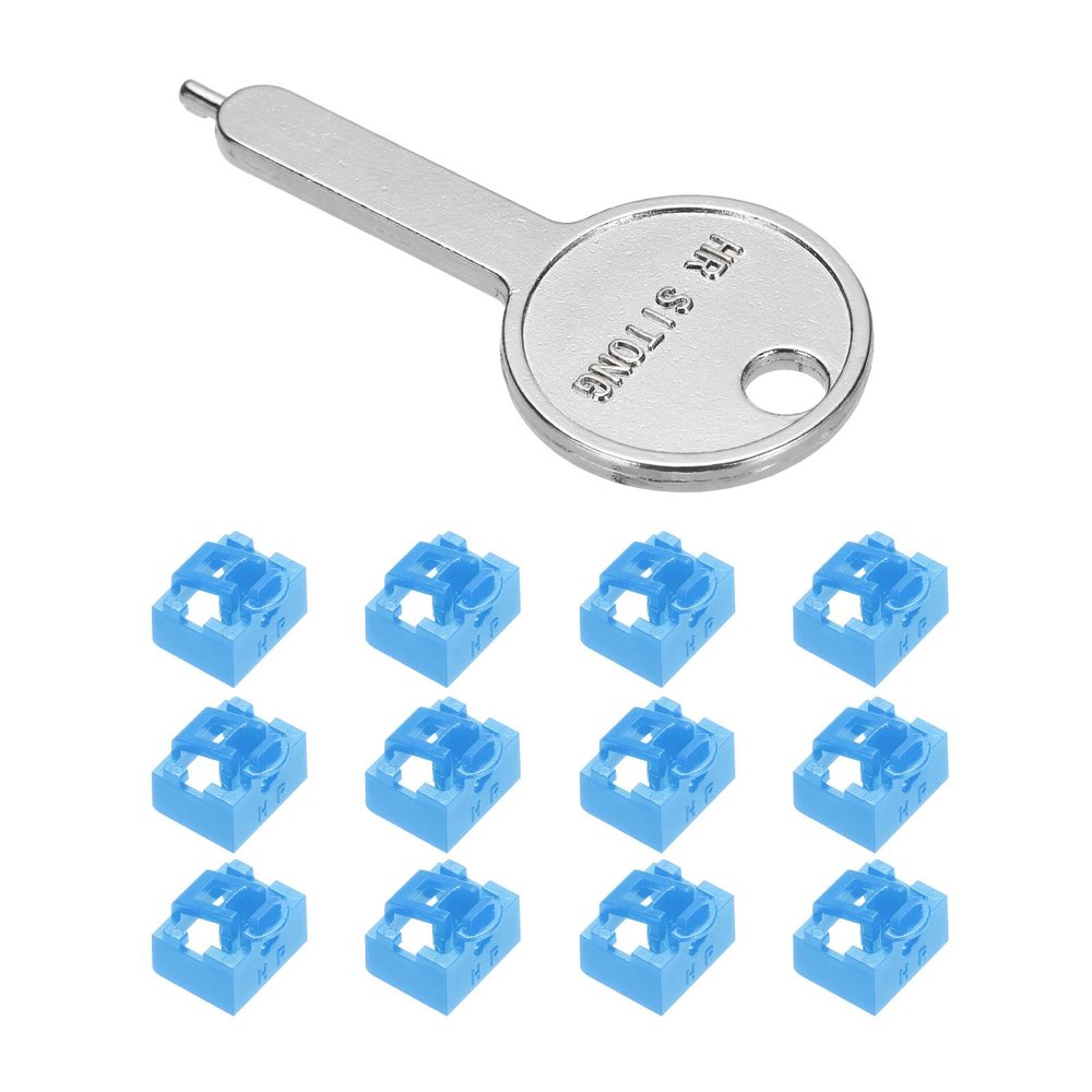 MECCANIXITY 12pcs Port Blocker Locking RJ45 Port/Dust PC Blocker with Coded Key,Blue