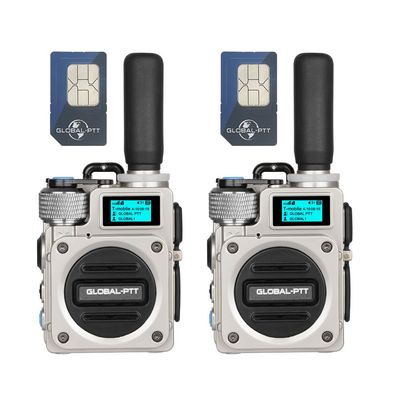 2PCS GLOBAL-PTT G6 POC Walkie Talkies, 2-Pack, 4G LTE, Long Range Up to 5000 Miles, 2-Way Radios (2PCS Silver with yearly SIM)
