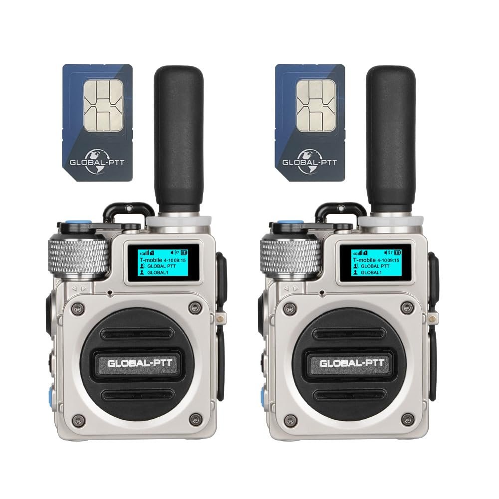 2PCS GLOBAL-PTT G6 POC Walkie Talkies, 2-Pack, 4G LTE, Long Range Up to 5000 Miles, 2-Way Radios (2PCS Silver with yearly SIM)