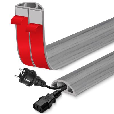 Floor Cord Cover for Wires on Floor Self Adhesive Cord Hider Floor Cable Management Wire Covers for Cords Protector Prevent Cable Trips Cord Cavity W 0.47" x H 0.27", Gray Wood, 3.3Ft