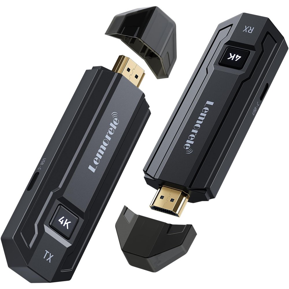 Lemorele Wireless HDMI Transmitter and Receiver Kit,Portable Wireless HDMI Extender,Plug&Play,2.4/5G 164ft Range 1080P HD,Up to 8 Transmitter,for Streaming Video&Audio to Monitor from Laptop/TV-Boxs
