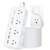 DEPOW Power Strips with Surge Protection, 10 FT Braided Extension Cord with Multiple Outlets-8 AC Outlets 4 USB Ports (2 USB C), 1700 Joule Surge Protector with Flag Plug for Home Office, White view 1
