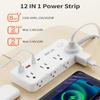 DEPOW Power Strips with Surge Protection, 10 FT Braided Extension Cord with Multiple Outlets-8 AC Outlets 4 USB Ports (2 USB C), 1700 Joule Surge Protector with Flag Plug for Home Office, White view 2