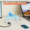 DEPOW Power Strips with Surge Protection, 10 FT Braided Extension Cord with Multiple Outlets-8 AC Outlets 4 USB Ports (2 USB C), 1700 Joule Surge Protector with Flag Plug for Home Office, White view 3