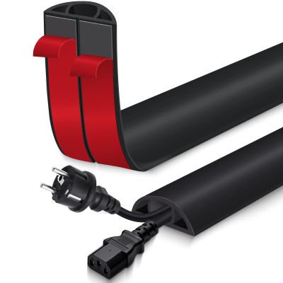 Floor Cord Cover for Wires on Floor Self Adhesive Cord Hider Floor Cable Management Wire Covers for Cords Protector Prevent Cable Trips Cord Cavity W 0.47" x H 0.27", Black, 10Ft