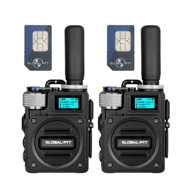 2PCS GLOBAL-PTT G6 POC Walkie Talkies, 2-Pack, 4G LTE, Long Range Up to 5000 Miles, 2-Way Radios (2PCS Black with yearly SIM)
