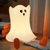 Gefaxi Ghost Night Light Silicone Cute Halloween Ghost Decor Night Light for Breastfeeding Squishy Ghost Nightlight Cordless Rechargeable Dimmable Touch Fun Bedside Light Lamp for Halloween Gifts view 1