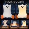 Gefaxi Ghost Night Light Silicone Cute Halloween Ghost Decor Night Light for Breastfeeding Squishy Ghost Nightlight Cordless Rechargeable Dimmable Touch Fun Bedside Light Lamp for Halloween Gifts view 4