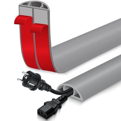 Floor Cord Cover for Wires on Floor Self Adhesive Cord Hider Floor Cable Management Wire Covers for Cords Protector Prevent Cable Trips Cord Cavity W 0.59" x H 0.31", Gray, 20Ft