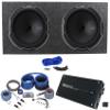 Audiosavings Bundle: (2) Kicker 51CWQ154 15" Car Audio Subwoofer Bundle with Rockville Car Amplifier, Amp Installation Wire Kit, Car Sub Enclosure Box, K2 Sub Box Enclosure Installation Kit (6 Items) view 1