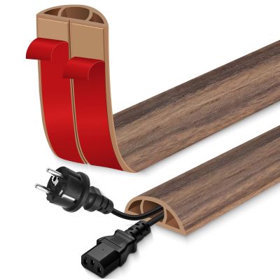 Floor Cord Cover for Wires on Floor Self Adhesive Cord Hider Floor Cable Management Wire Covers for Cords Protector Prevent Cable Trips Cord Cavity W 0.59" x H 0.31", Misty Brown Wood, 20Ft