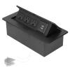 Power Socket Slow Opening Modern Recessed Power Strip Desk Outlet with USB Charging Ports Black Aluminum Alloy for Home Office view 1
