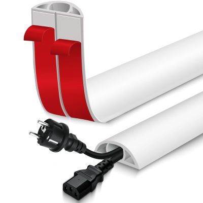 Floor Cord Cover for Wires on Floor Self Adhesive Cord Hider Floor Cable Management Wire Covers for Cords Protector Prevent Cable Trips Cord Cavity W 0.47" x H 0.27", White, 3.3Ft