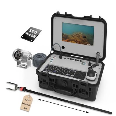 Barlus Underwater Video Camera Kit 2MP Waterproof Camera with 10'' IPC Display Portable PC Control System with 500GB SSD, 2m Telescopic Pole for Underwater inspections