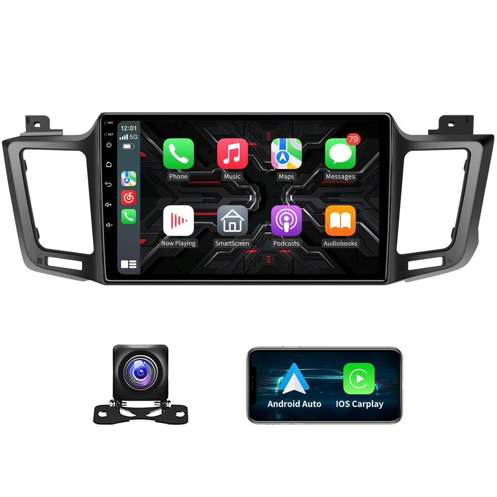 4GB+32GM Car Stereo Radio for Toyota RAV4 2013-2018, 10.2" Touchscreen Replacement with CarPlay & Android Auto Built-in Bluetooth GPS WiFi DSP FM Backup Camera Android13for J-B-L System