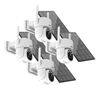 EVERSECU 2K Outdoor-Solar Security Camera Wireless with PTZ 360 View, Smart Siren, Spotlights, Color Night Vision, AI Human Detection, 2-Way Talk, Compatible with Alexa, Cloud/SD Card Storage(4pack)