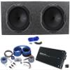 Audiosavings Bundle: (2) Kicker 51CWQ124 12" Car Stereo Subwoofer Bundle with Rockville Car Amplifier, Amp Installation Wire Kit, Subwoofer Enclosure Box, Sub Box Enclosure Installation Kit (6 Items) view 1
